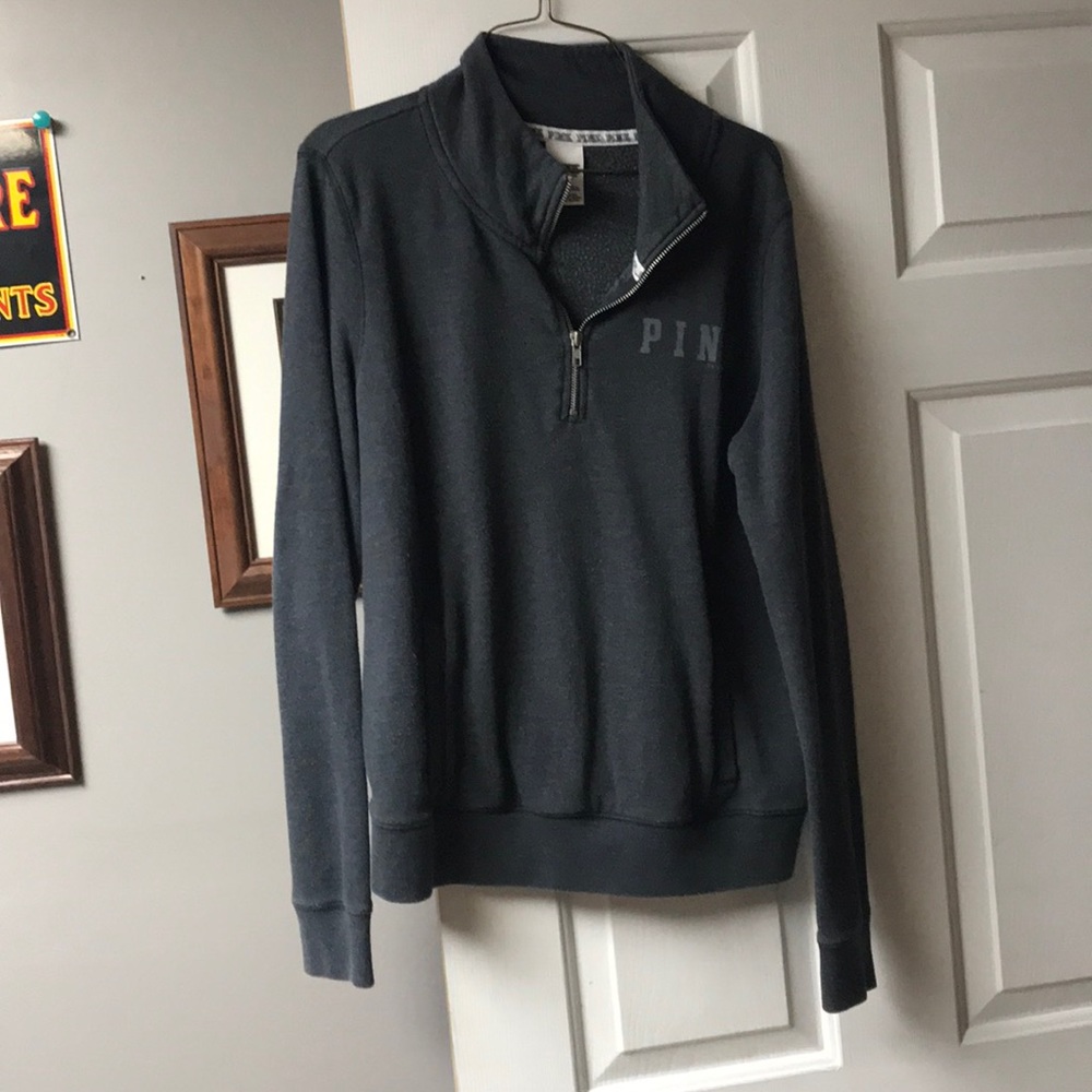 Grey PINK 1/4 zip pullover